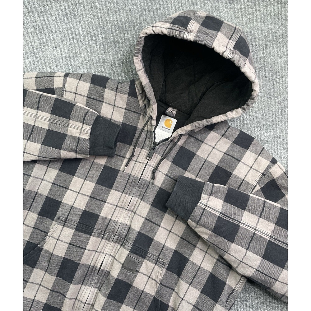 Vintage Carhartt Jacket Men's Large J260 SMK Plaid Quilt Lined Hooded Y2K